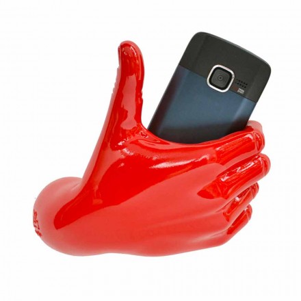 Soporte para teléfono móvil moderno en resina decorada a mano Made in Italy - Curia viadurini