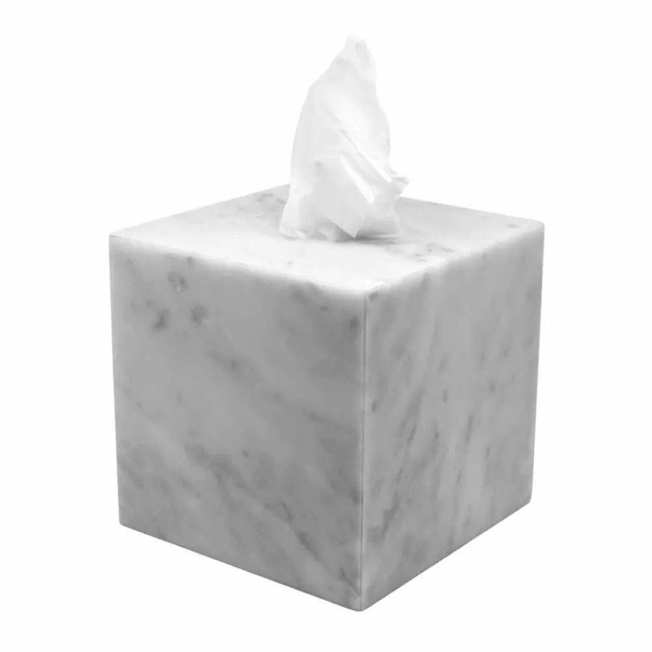Portapañuelos moderno en mármol blanco de Carrara hecho en Italia - Rafa viadurini