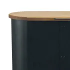 Porta pellets de metal con ruedas y tapa de madera Made in Italy - Bisonte viadurini