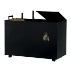 Porta pellets de metal rectangular con 4 ruedas Made in Italy - Aquila viadurini