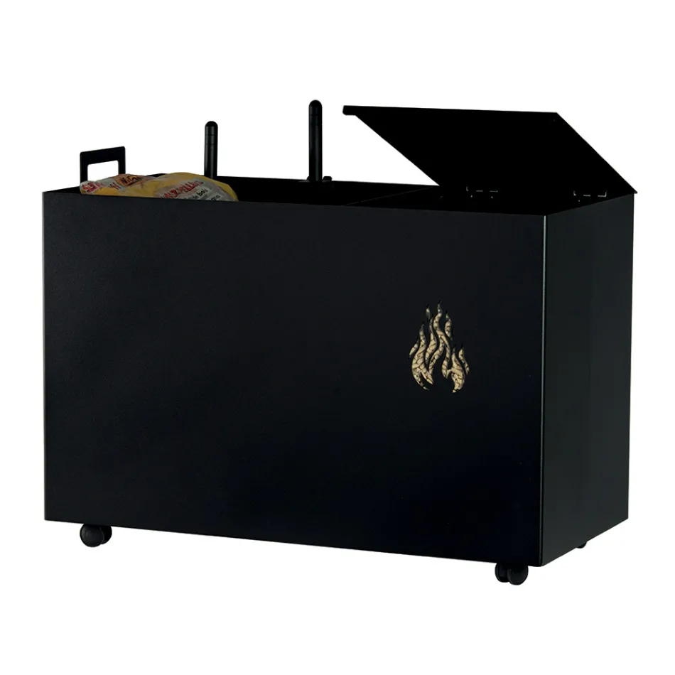 Porta pellets de metal rectangular con 4 ruedas Made in Italy - Aquila viadurini