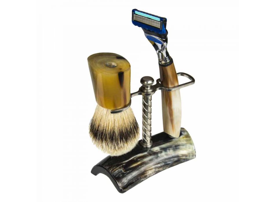 Porta navajas y brocha de afeitar hecha a mano Made in Italy - Diplo viadurini