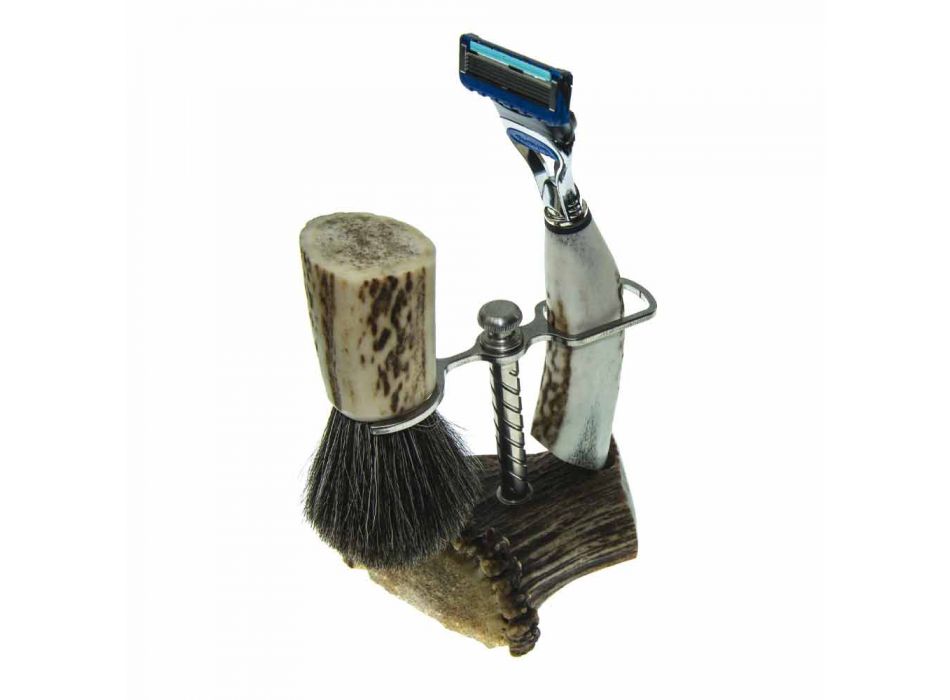 Porta navajas y brocha de afeitar hecha a mano Made in Italy - Diplo viadurini