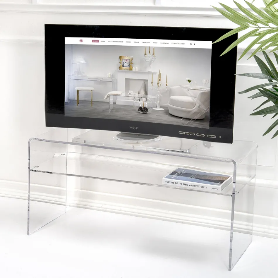 Mueble de TV para sala de estar en plexiglás transparente Made in Italy - Giuliette viadurini