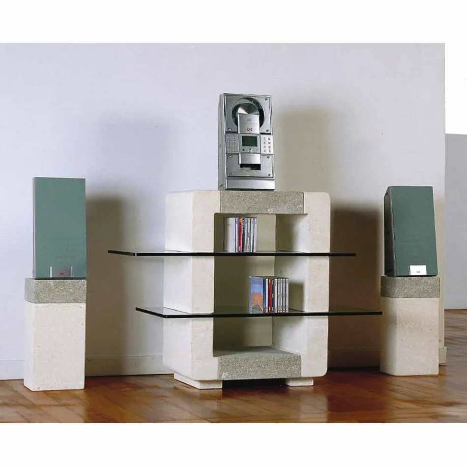 Puerto de TV de alta fidelidad piedra y cristales diseño moderno Xeni viadurini