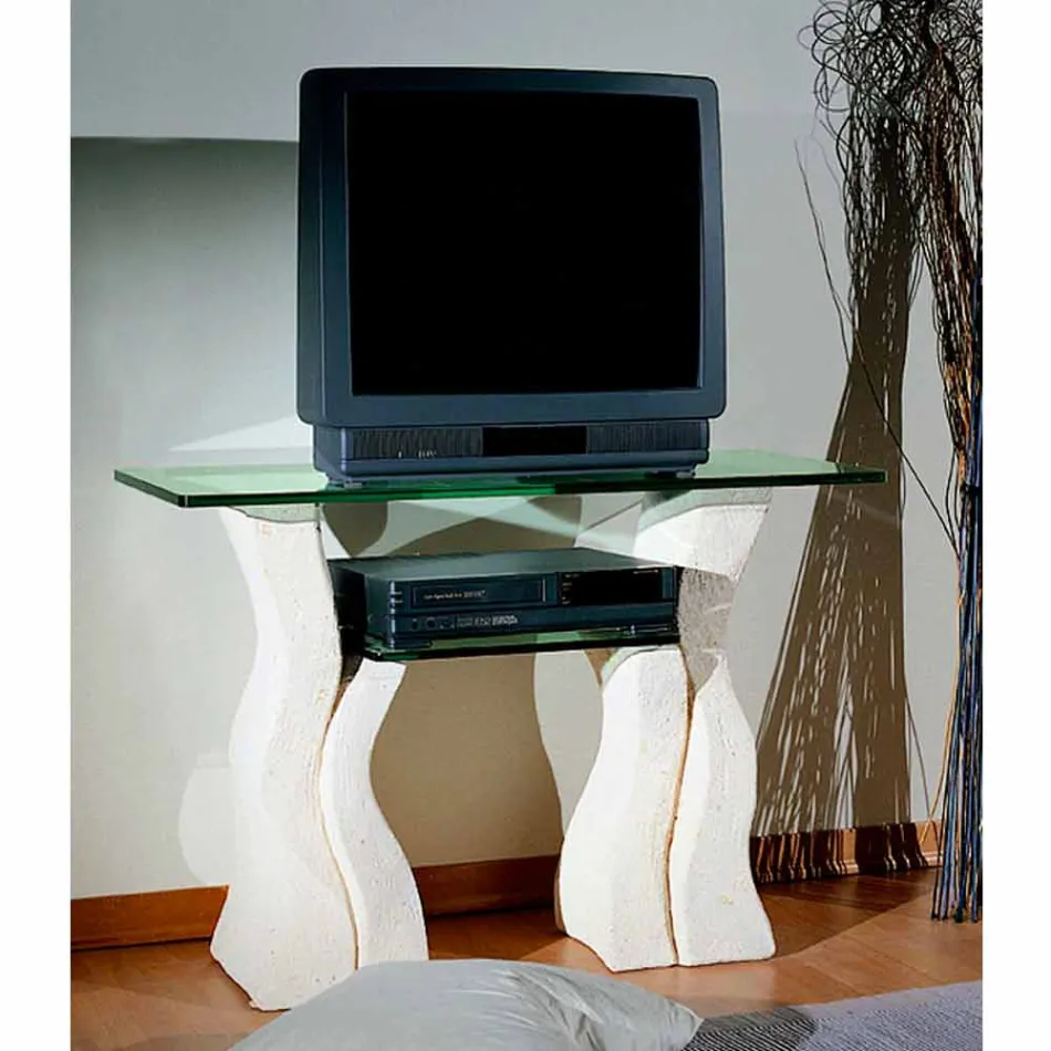 Porta Tv piedra y cristal de diseño elegante Khloe viadurini