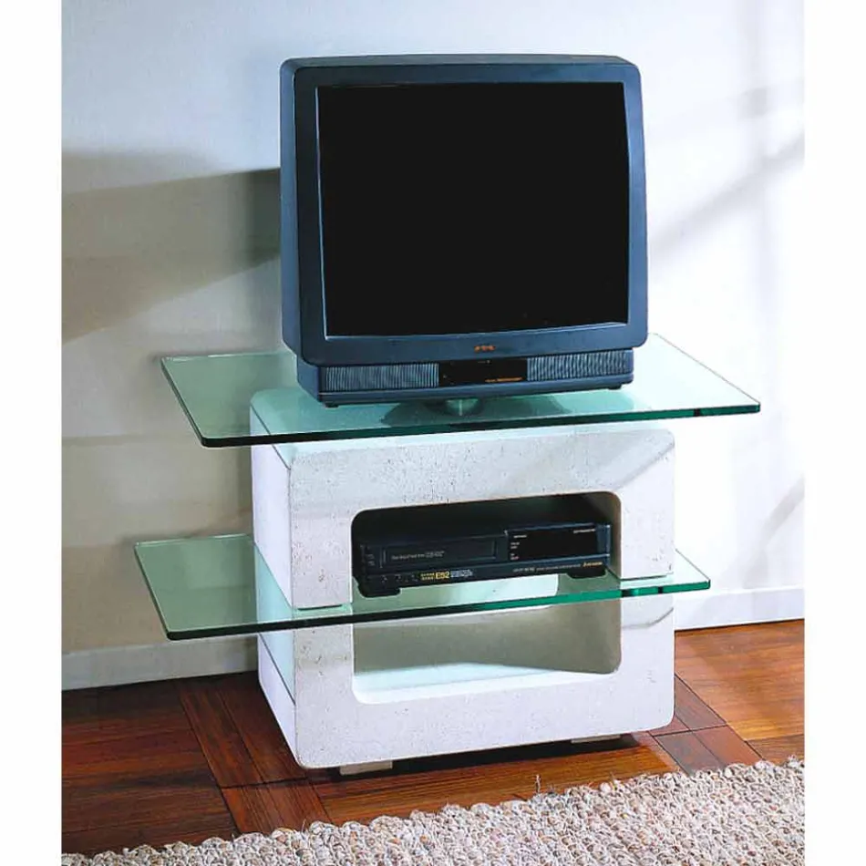 piedra puerta modular de televisión y cristal diseño moderno Eleni viadurini