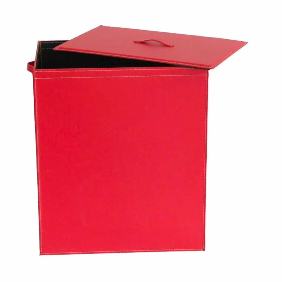 Cesto para la ropa de cuero con una base de diseño rectangular Peter viadurini