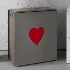 Cesto de ropa de cuero contemporáneo hecho en Italia Adele, inserción de corazón viadurini