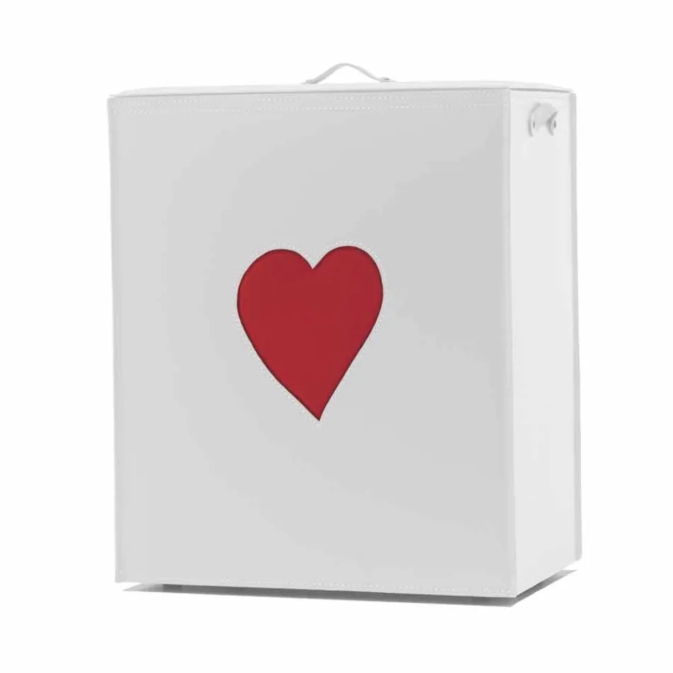 Cesto de ropa de cuero contemporáneo hecho en Italia Adele, inserción de corazón viadurini