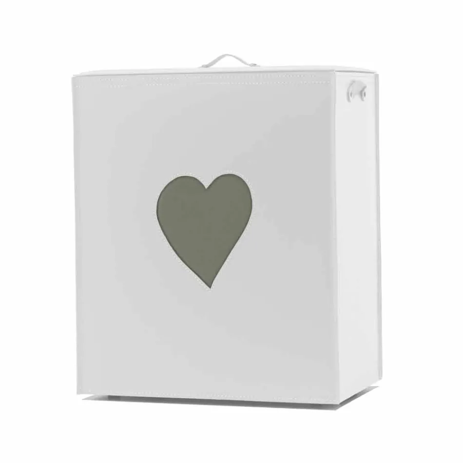 Cesto de ropa de cuero contemporáneo hecho en Italia Adele, inserción de corazón viadurini