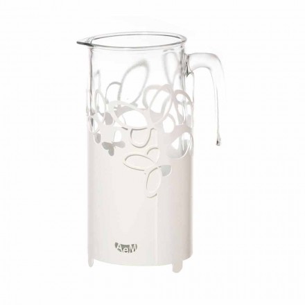 Porta botella moderno en hierro blanco, beige o marfil hecho en Italia - Leiden viadurini