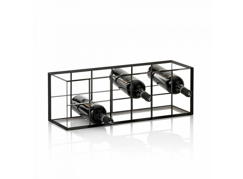 Portabotellas de mesa moderno para 12 botellas en metal negro mate - Vino viadurini