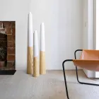 Candelero moderno de madera maciza de pino con detalles de colores - Candor viadurini