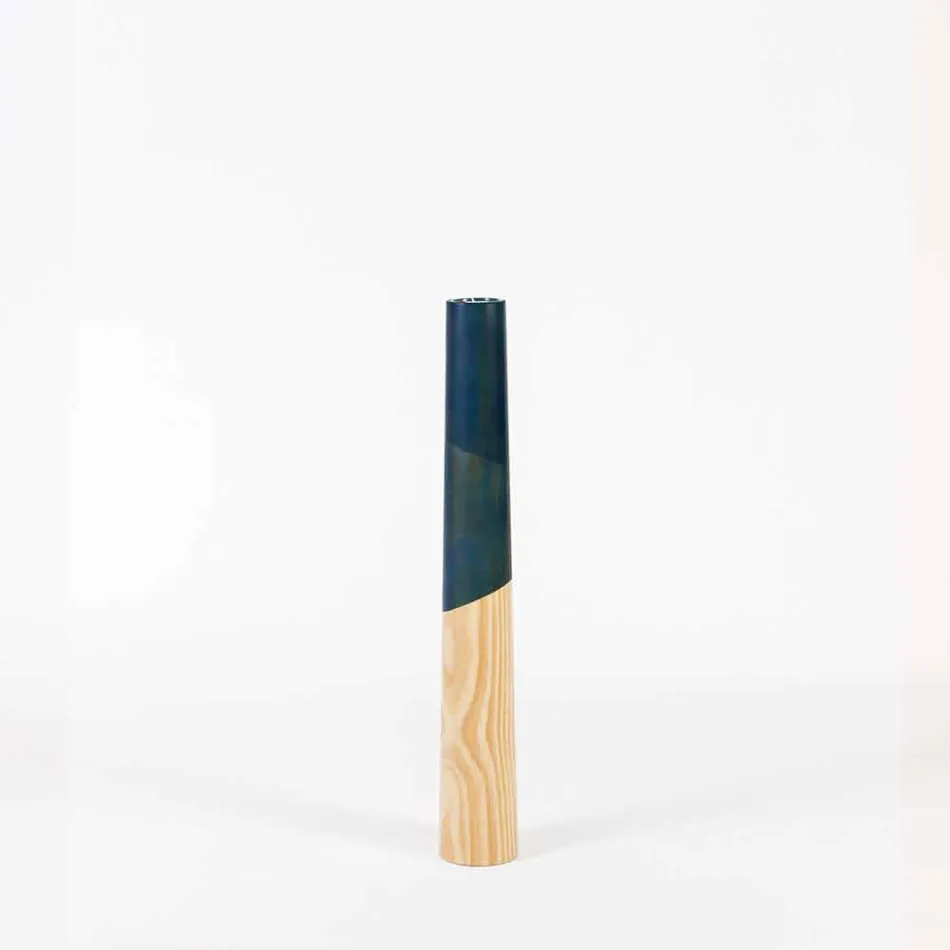 Candelero moderno de madera maciza de pino con detalles de colores - Candor viadurini