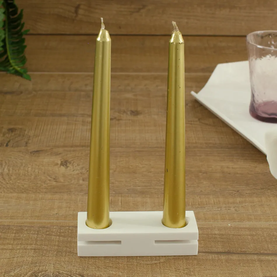 Candelero de Corian Design blanco para salón Made in Italy - Sisifo viadurini