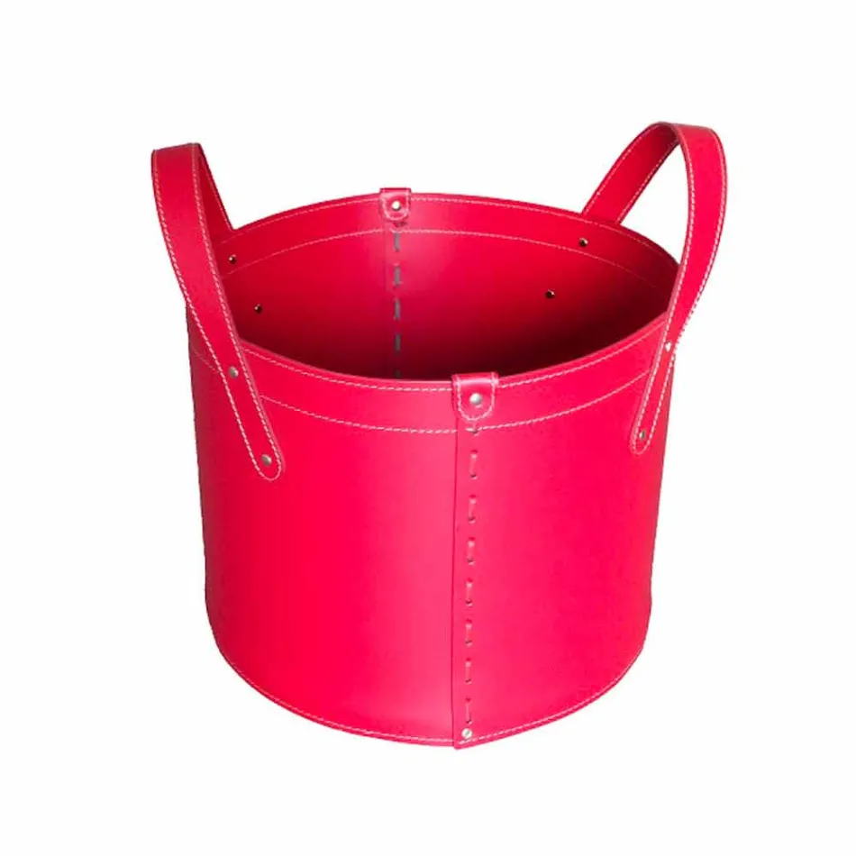 Soporte de tronco cilíndrico en cuero regenerado con ruedas Tonda Firestyle viadurini