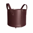 Soporte de tronco cilíndrico en cuero regenerado con ruedas Tonda Firestyle viadurini