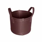 Soporte de tronco cilíndrico en cuero regenerado con ruedas Tonda Firestyle viadurini