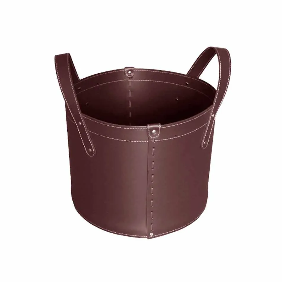 Soporte de tronco cilíndrico en cuero regenerado con ruedas Tonda Firestyle viadurini