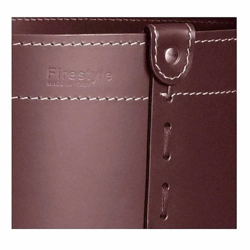 Soporte de tronco cilíndrico en cuero regenerado con ruedas Tonda Firestyle viadurini