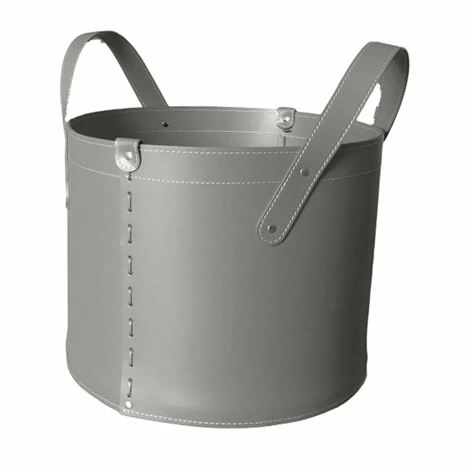 Soporte de tronco cilíndrico en cuero regenerado con ruedas Tonda Firestyle viadurini