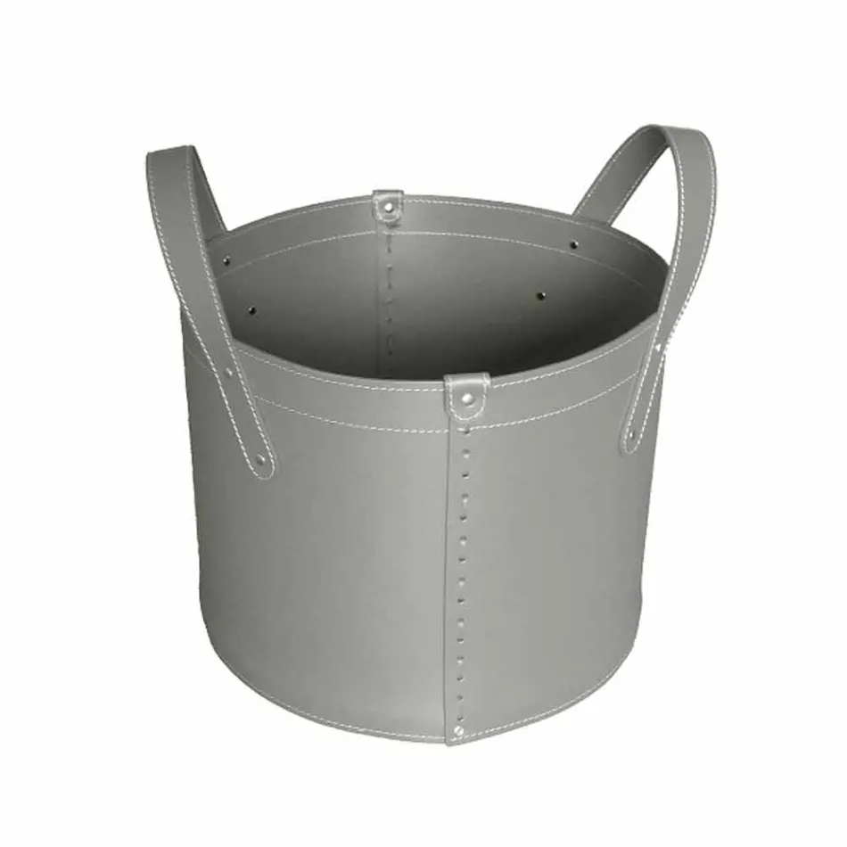 Soporte de tronco cilíndrico en cuero regenerado con ruedas Tonda Firestyle viadurini