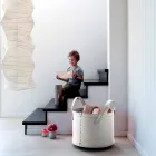 Soporte de tronco cilíndrico en cuero regenerado con ruedas Tonda Firestyle viadurini