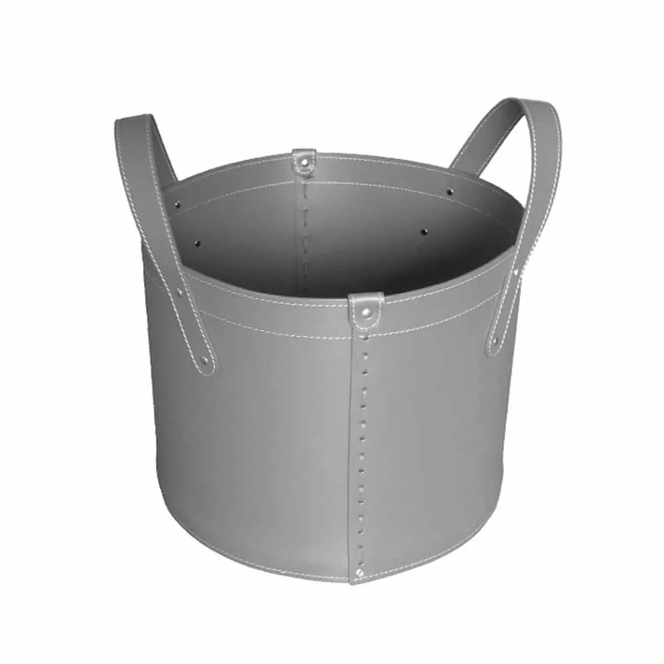 Soporte de tronco cilíndrico en cuero regenerado con ruedas Tonda Firestyle viadurini