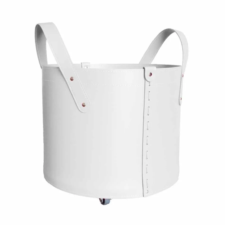 Soporte de tronco cilíndrico en cuero regenerado con ruedas Tonda Firestyle viadurini