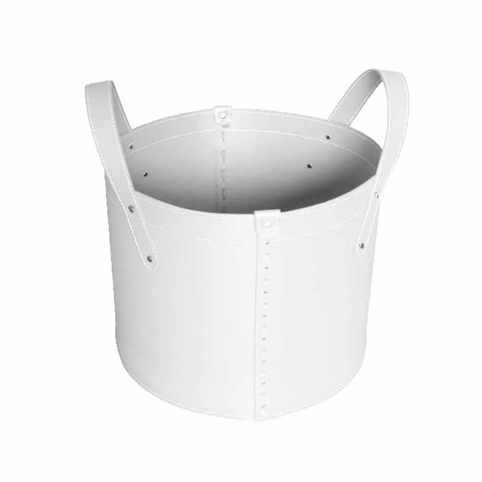 Soporte de tronco cilíndrico en cuero regenerado con ruedas Tonda Firestyle viadurini