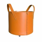 Soporte de tronco cilíndrico en cuero regenerado con ruedas Tonda Firestyle viadurini