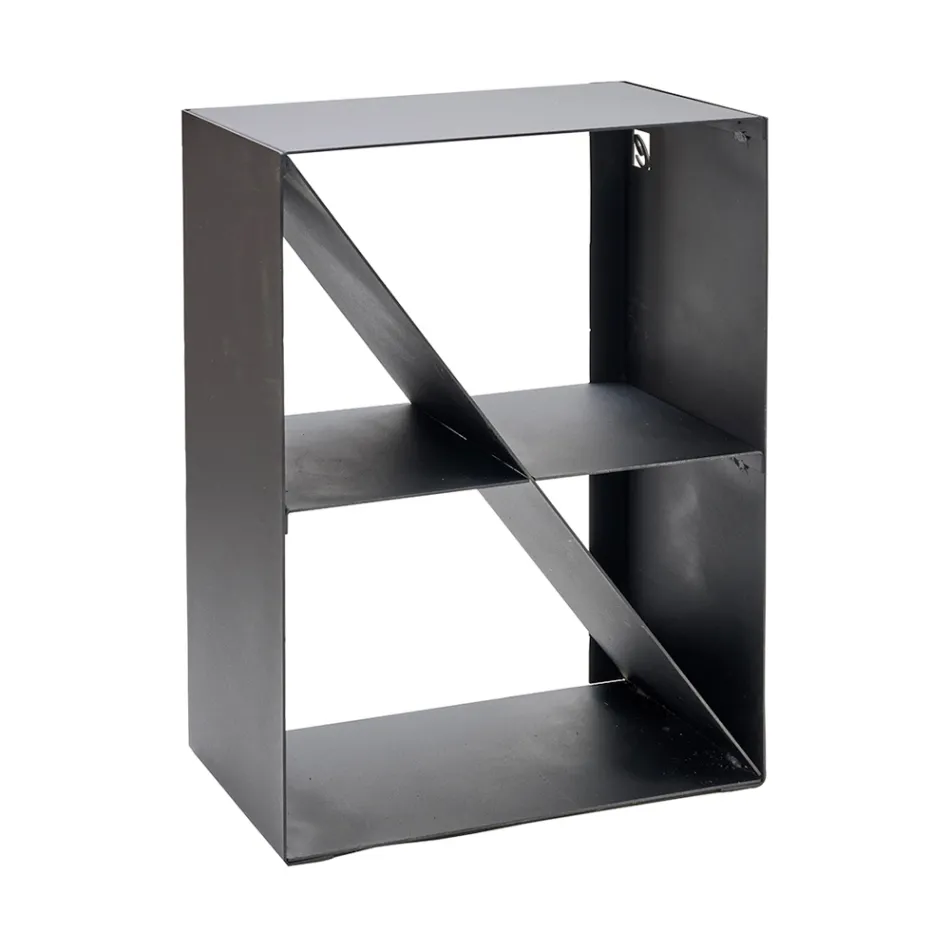 Porta leña con barra oblicua en acero pintado negro Fabricado en Italia - Fiamme viadurini