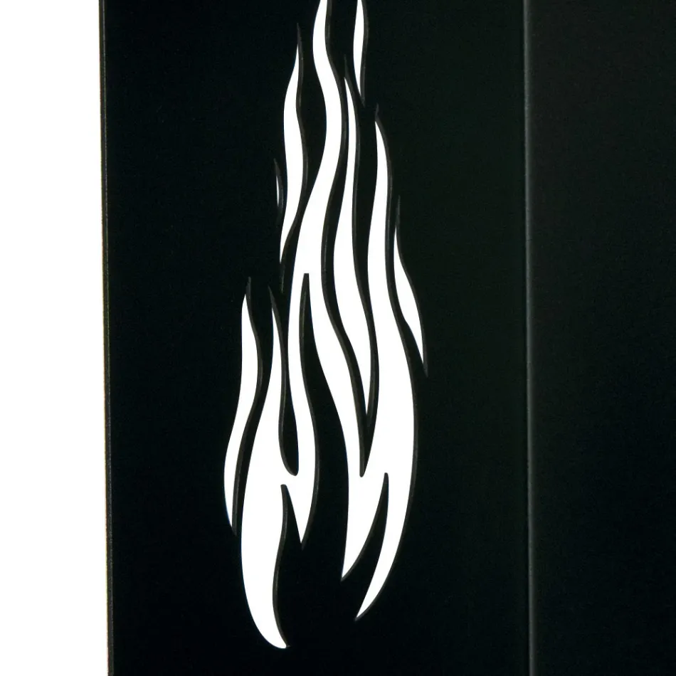 Porta leña con ruedas y cajón superior Made in Italy - Polare viadurini