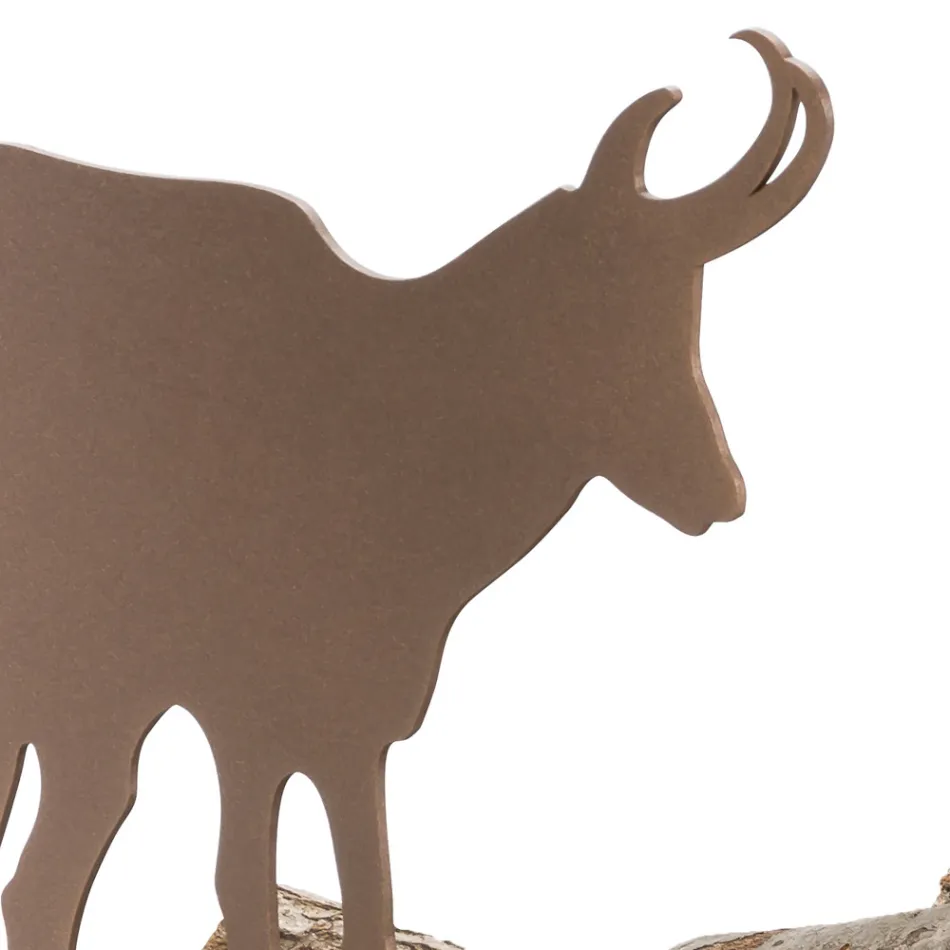 Soporte para leña de interior en acero marrón Made in Italy con herramientas - Volturno viadurini