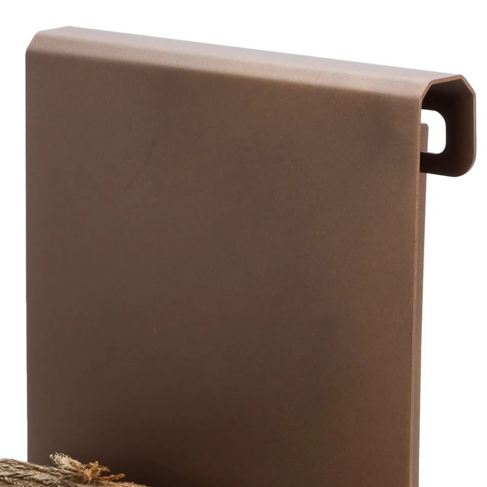 Soporte para leña de interior en acero marrón Made in Italy con herramientas - Volturno viadurini