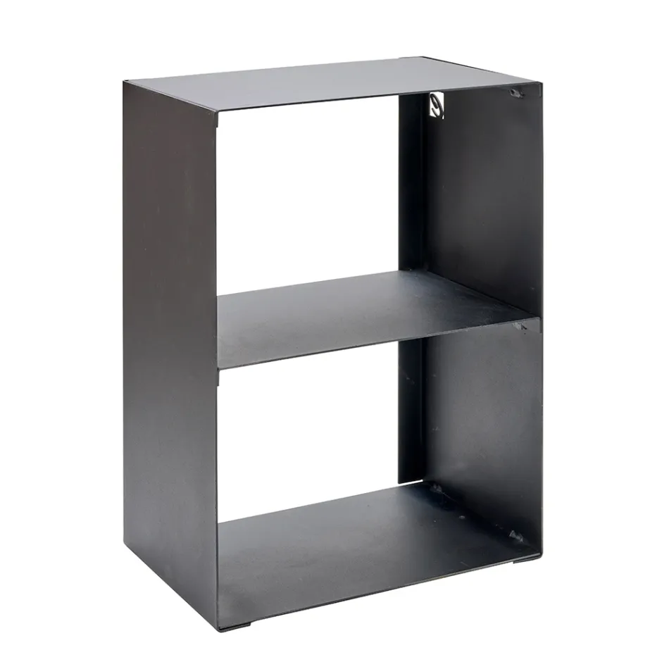 Porta leña de acero pintado con pintura negra Fabricado en Italia - Fiamme viadurini