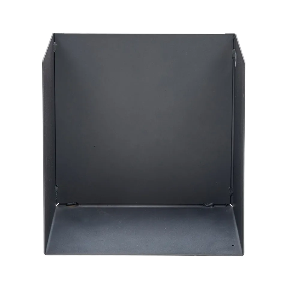 Leñero de acero pintado de color negro fabricado en Italia - Fiamme viadurini