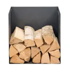 Leñero de acero pintado de color negro fabricado en Italia - Fiamme viadurini