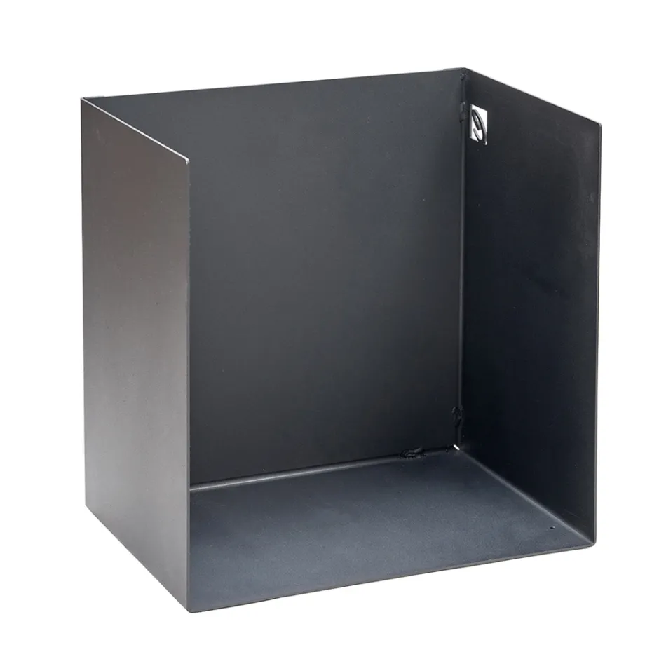 Leñero de acero pintado de color negro fabricado en Italia - Fiamme viadurini