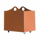 Portalegna piel regenerada con ruedas WoodBag hechas en Italia viadurini