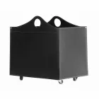 Portalegna piel regenerada con ruedas WoodBag hechas en Italia viadurini