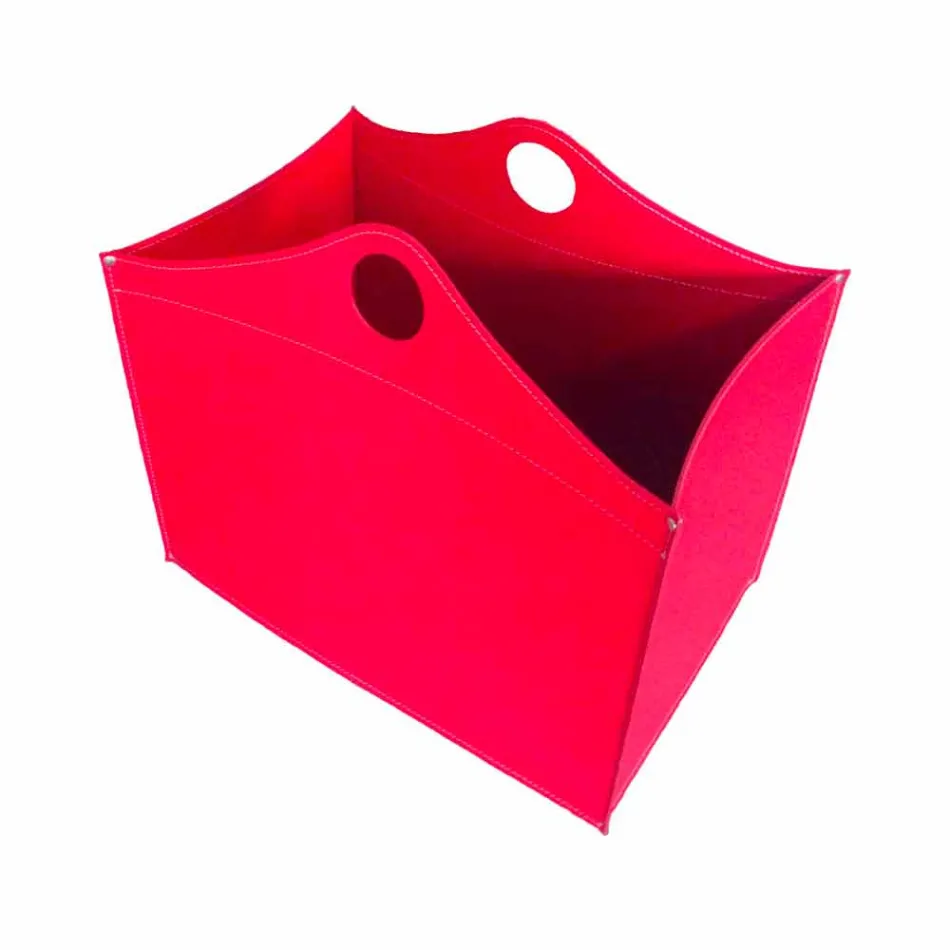 Portalegna piel regenerada con ruedas WoodBag hechas en Italia viadurini