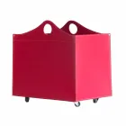 Portalegna piel regenerada con ruedas WoodBag hechas en Italia viadurini