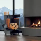 Porta madera en ecopiel y metal con 4 accesorios Made in Italy - Camel viadurini