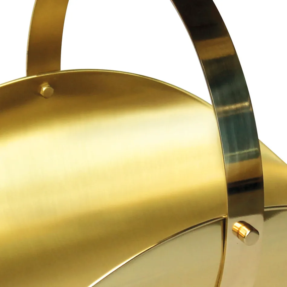 Leñero de latón con asa y 4 pies Made in Italy - Tigre viadurini