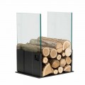 Soporte de columna de madera en acero negro y vidrio de diseño moderno - Maestrale4