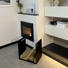 Soporte de madera moderno en diseño minimalista de acero negro con grabado - Altano viadurini