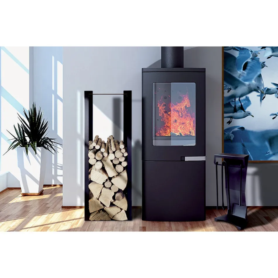 Porta troncos moderno en acero pintado Made in Italy - Patrik viadurini