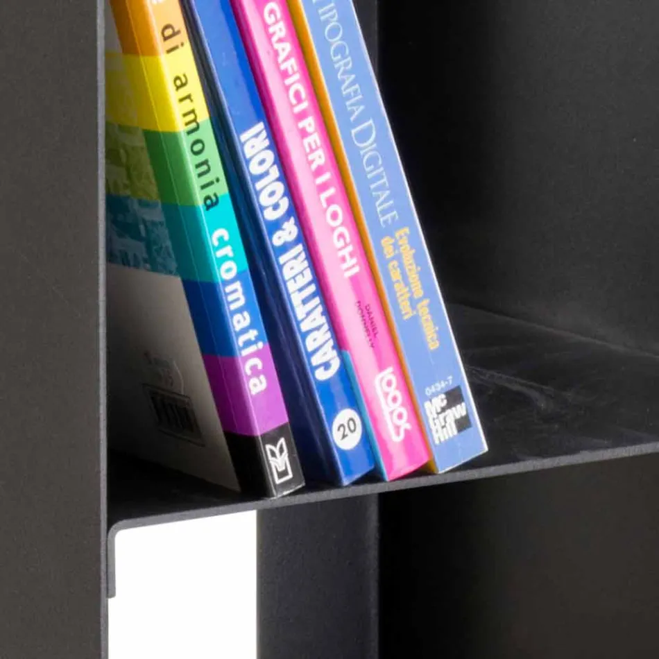 Porta registro de madera moderno interior negro con estantes Made in Italy - Cauro1 viadurini